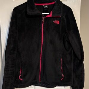 The North Face Black Osito Fleece Jacket with Pink Accents
